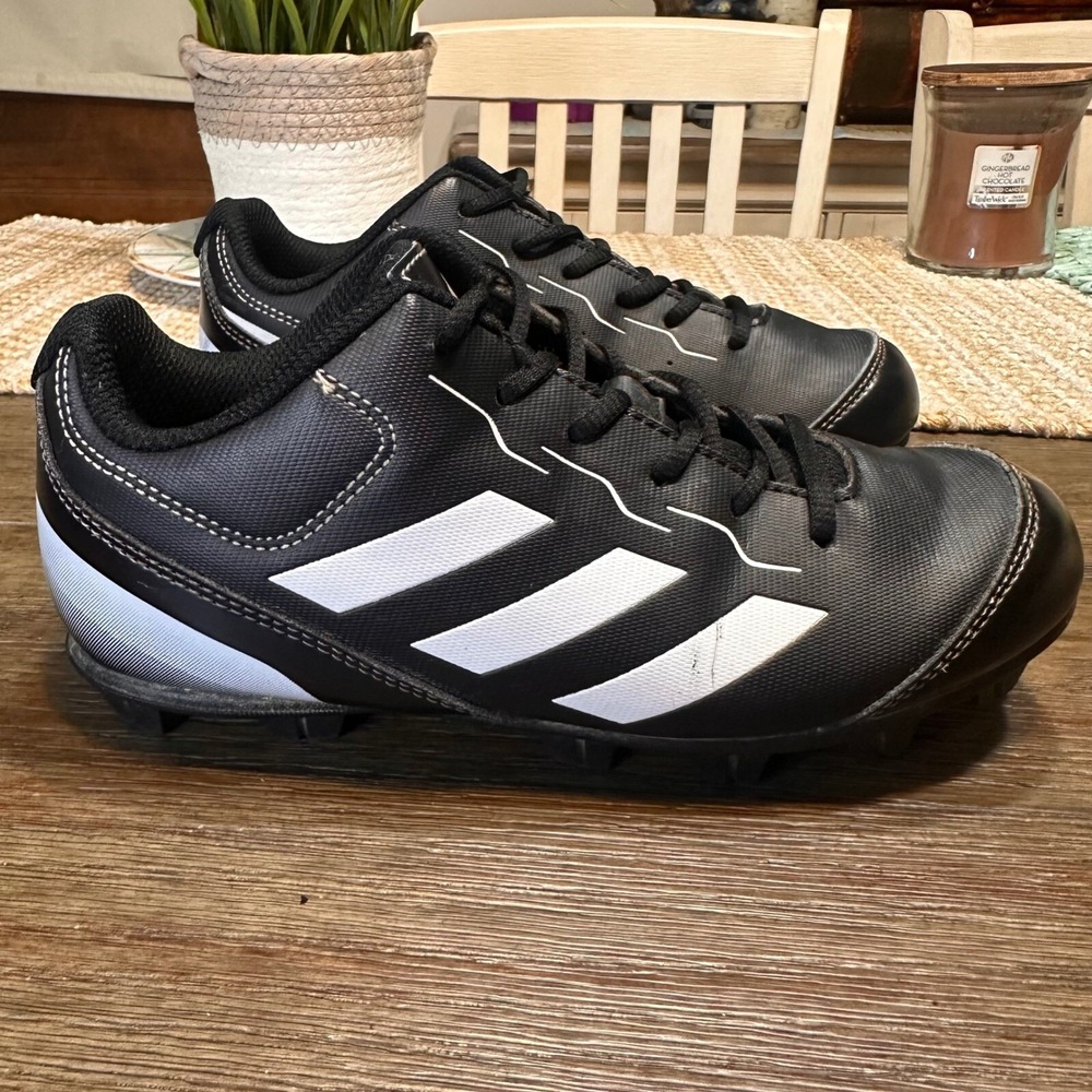 Adidas Baseball Cleats Molded Black White Boys Shoes Size 2.5‎ - Picture 2 of 9